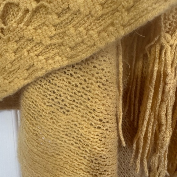 Mustard Yellow Knit Fringe Shawl - Picture 4 of 6